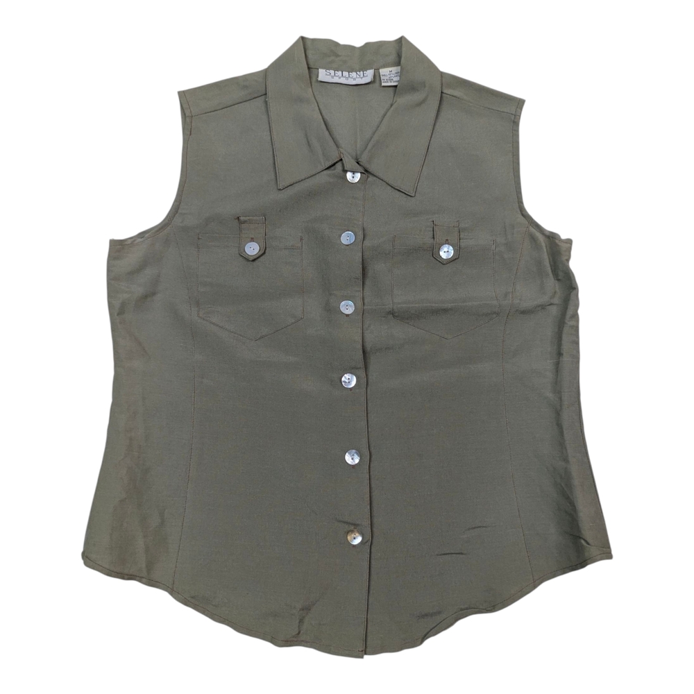 Women's Olive Sleeveless Jumpsuit - Picture 15 of 16